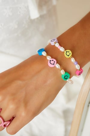 Bracelet smiley et perles Multicouleur Acier inoxydable h5 Image2